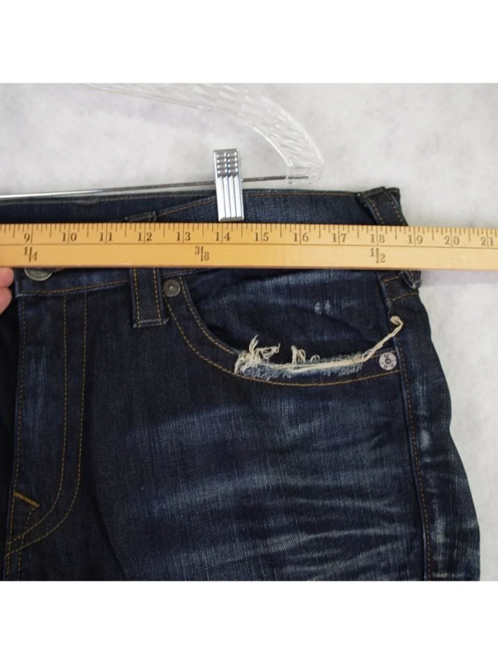 True Religion Mens Ricky Relaxed Straight Distressed Blue Denim Jeans Size 36x33